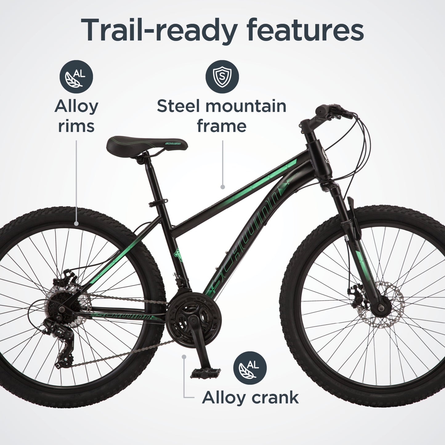 image 5 of Schwinn Sidewinder Mountain Bike, 26-inch wheels, black/green
