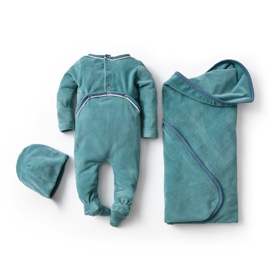 Baby Boutique Clothes Newborn Cotton Rompers with Hats Blanket Sleepers Infant Boys Soft Velour Footies Infant Footy Sleepwear