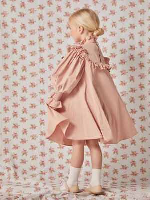 Baby Girls Spring Fall Casual Dress In Stock Kids Girl Bowknot Plain A-line Dresses Children Loose Sweety Outerwears for Party