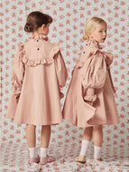Baby Girls Spring Fall Casual Dress In Stock Kids Girl Bowknot Plain A-line Dresses Children Loose Sweety Outerwears for Party