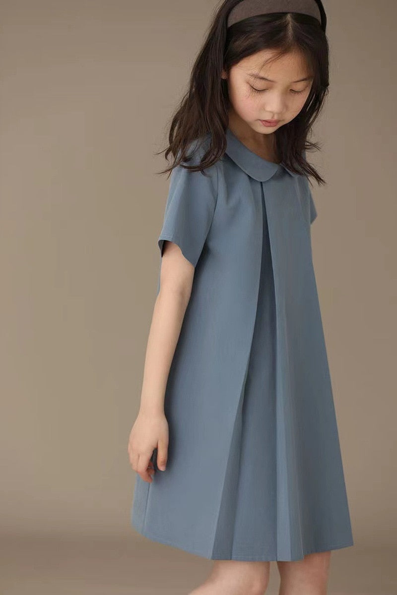Children's Casual Dress Cotton Short Sleeve Clothes for Girls Korean Style Kids Party Dress Lovely Princess Dress