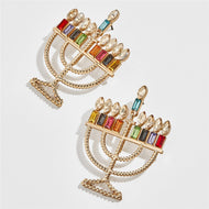 Hanukkah Crystal Dangle Earrings for Women Girls Festival of Lights Earrings Dreidel Menorah Holidays Gifts Chanukah Jewelry