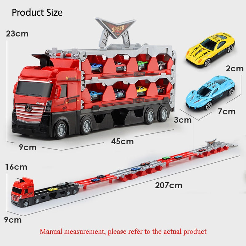 Large Car Transporter Truck Toy Die-casting Deformation Folding Truck Alloy Car Model Toys for Boys Children's Educational Gifts
