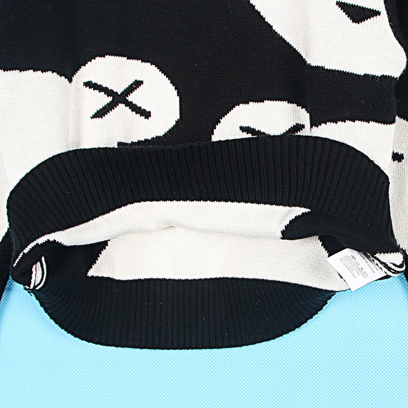 New 2022 Baby Boys Girl Clothes Cute Cartoon Cotton Knitting Fashion Children Black White Bear Sweater Boys Cardigan Kids Coat