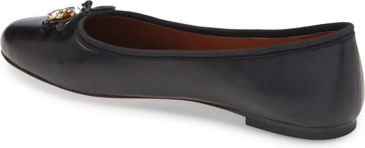 TORY BURCH Logo Charm Ballet Flat, Alternate, color, PERFECT BLACK