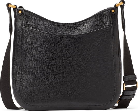 kate spade new york medium roulette pebble leather crossbody bag, Alternate, color, BLACK