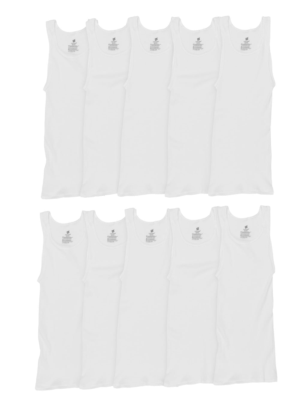 Hanes Men's Super Value Pack White Tank Undershirts, 10 Pack - image 1 of 9