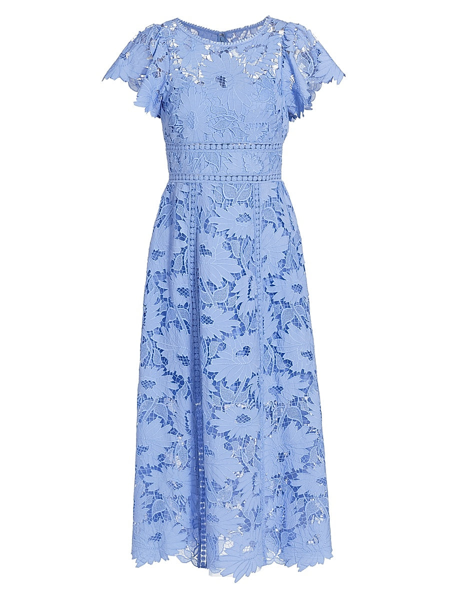 Floral Embroidered Mesh Gown