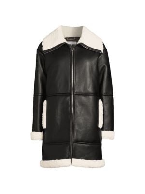 Calvin Klein
                                                                         Faux Leather & Faux Fur Moto Coat