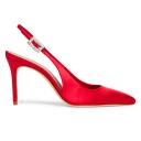 85MM Crystal-Buckle Satin Slingback Pumps