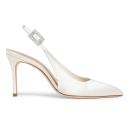 85MM Crystal-Buckle Satin Slingback Pumps