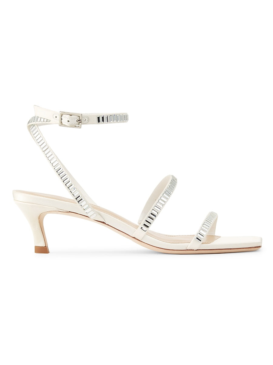 85MM Crystal-Buckle Satin Slingback Pumps