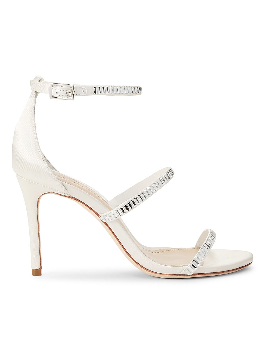 85MM Crystal-Buckle Satin Slingback Pumps