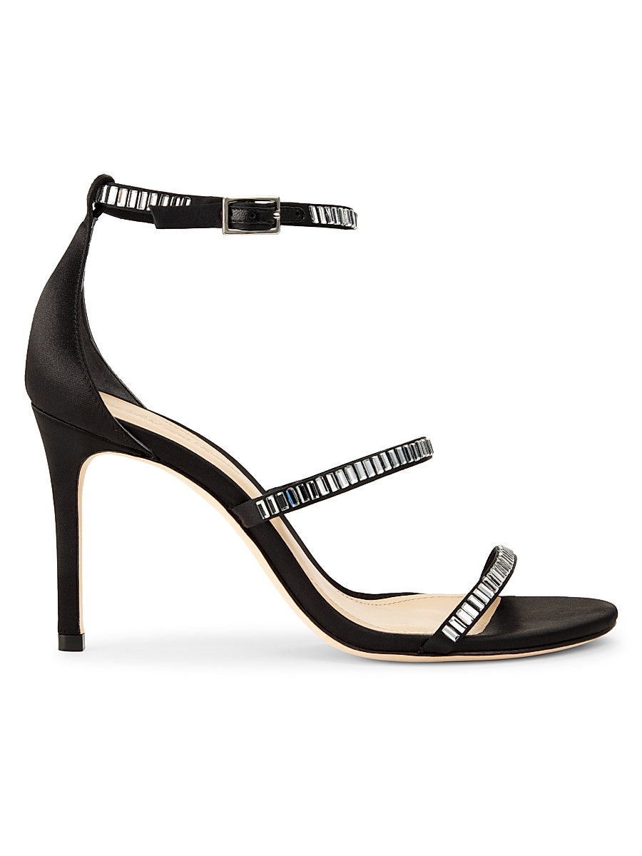 85MM Crystal-Buckle Satin Slingback Pumps