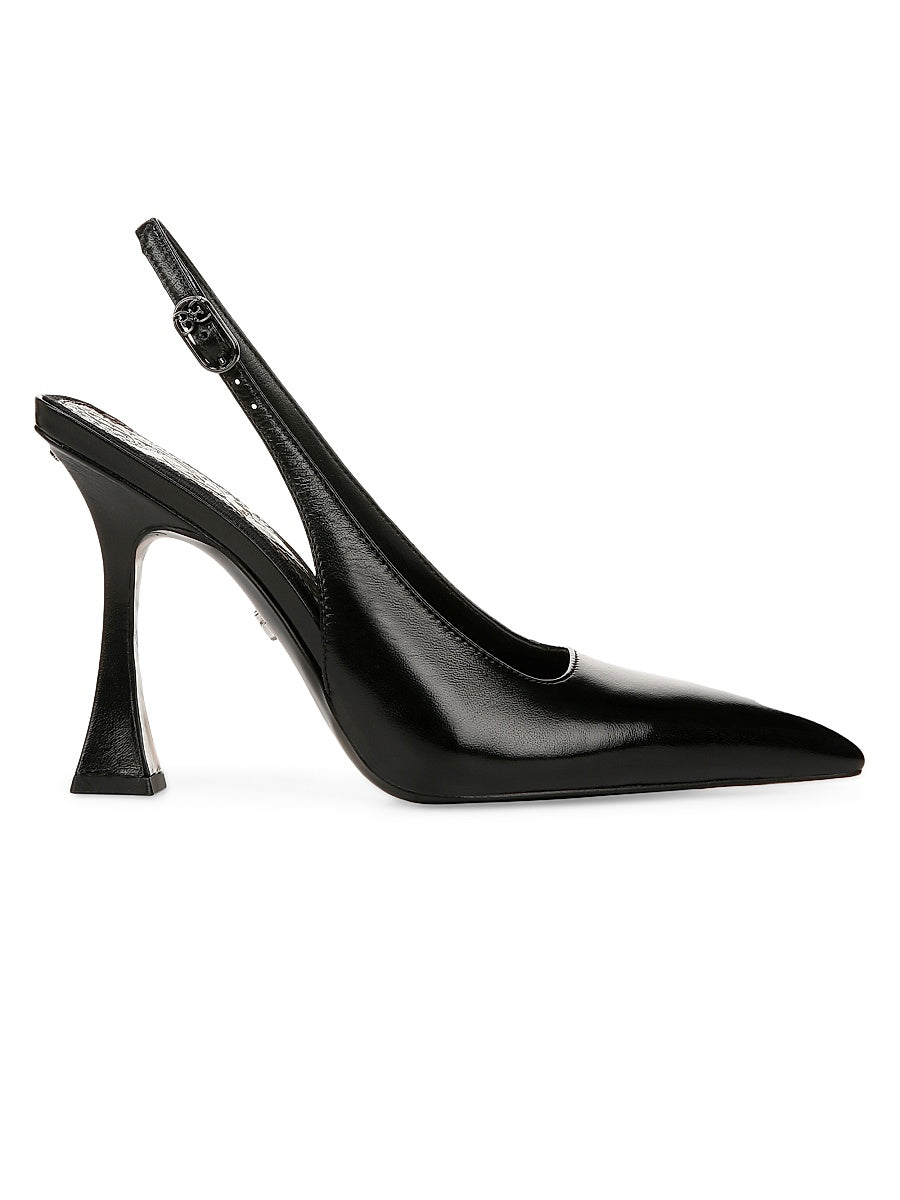 85MM Crystal-Buckle Satin Slingback Pumps
