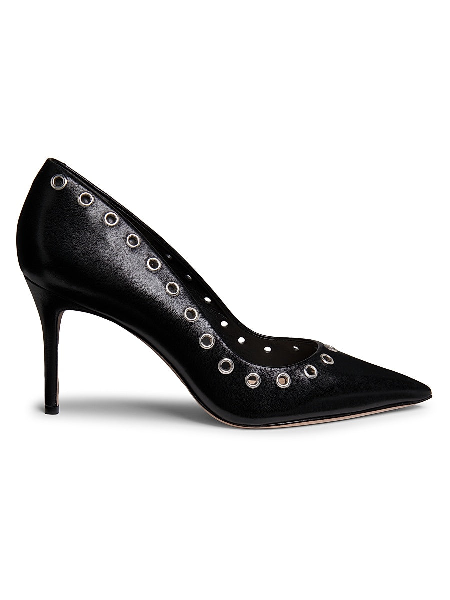 85MM Crystal-Buckle Satin Slingback Pumps