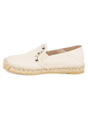 FERRAGAMO
 Embellished Leather Platform Espadrilles