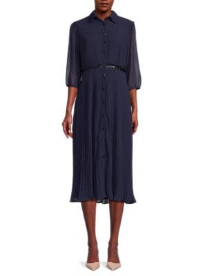 Focus by Shani
                                                                         Pleated Georgette Midi Shirt Dress