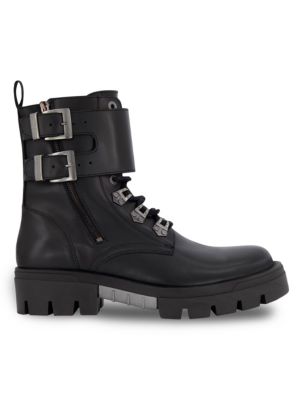 Karl Lagerfeld Paris
                                                                         Log Sole Leather Combat Boots