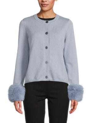 Saks Fifth Avenue
                                                                         Faux Fur Cuff Cardigan