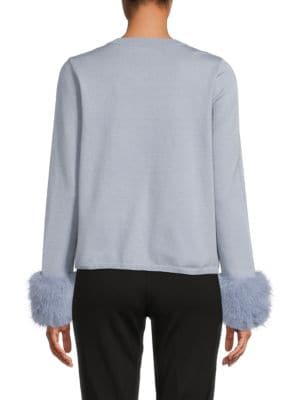 Saks Fifth Avenue
                                                                         Faux Fur Cuff Cardigan