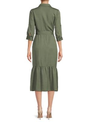 Saks Fifth Avenue
                                                                         Flounce Hem Belted Midi Shirtdress