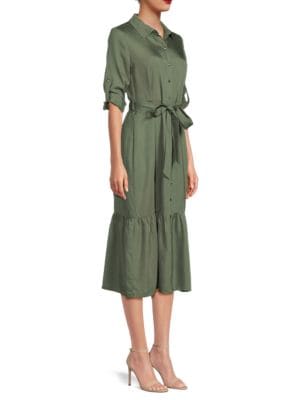 Saks Fifth Avenue
                                                                         Flounce Hem Belted Midi Shirtdress