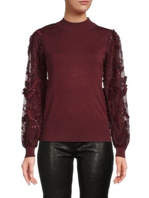 Joseph A
                                                                         Lace Sleeve Sweater