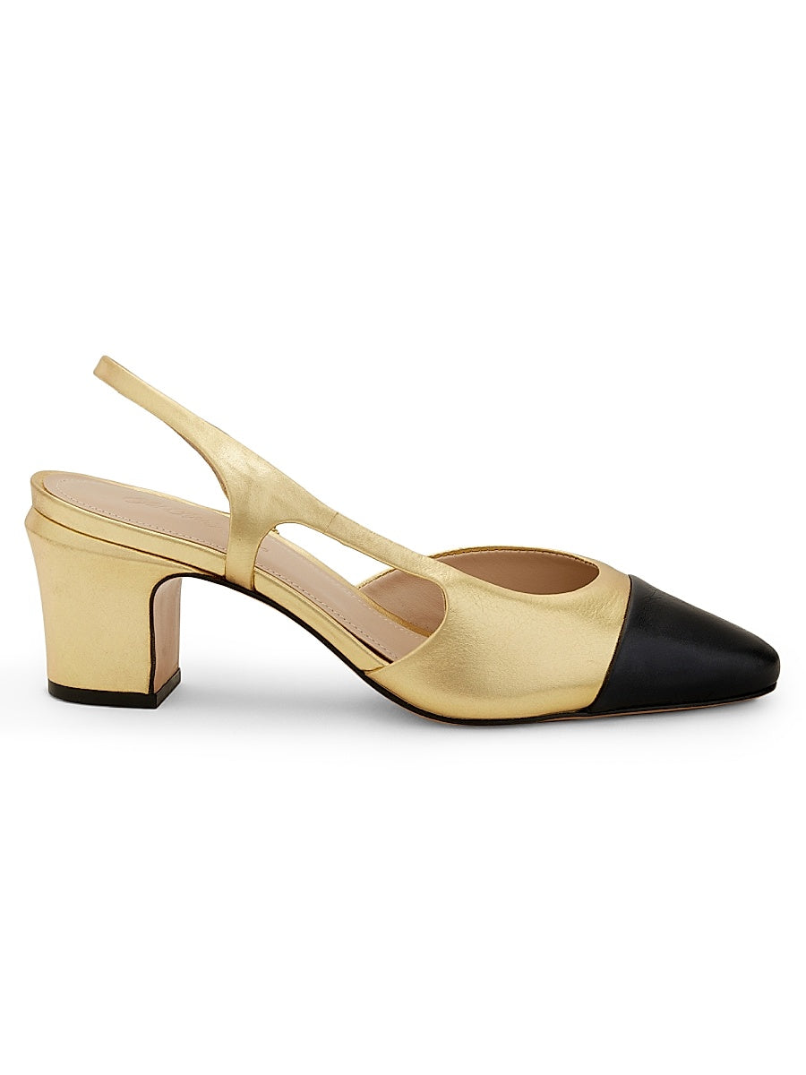 85MM Crystal-Buckle Satin Slingback Pumps