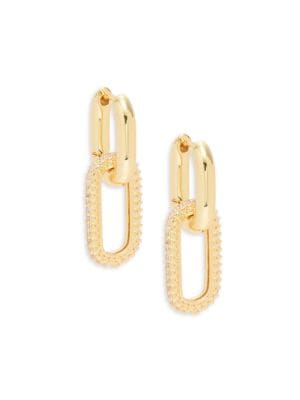 Area Stars
                                                                         14K Goldplated & Cubic Zirconia Link Drop Earrings