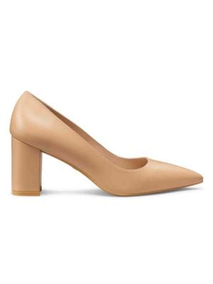 Stuart Weitzman
                                                                         Linsi 75MM Block Heel Leather Pumps