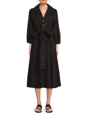 Halston Cotton Belted Maxi Shirtdress