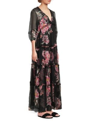 Johnny Was Lizzy Ruffle Maxi Dress