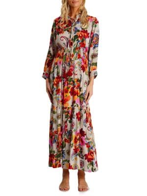 La Moda Clothing Floral Paisley Long Vacation Maxi Dress