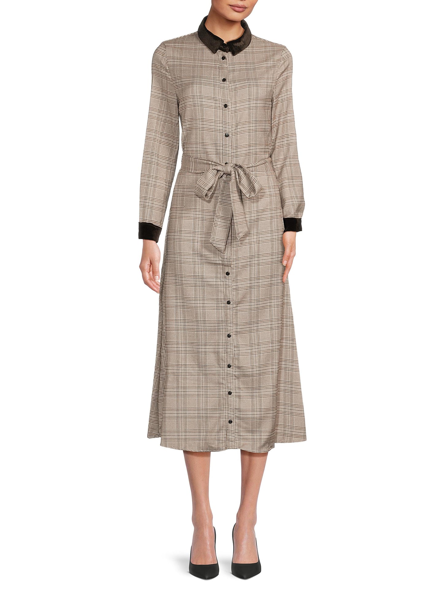 AK collection by yal Checked Midi-Shirtdress