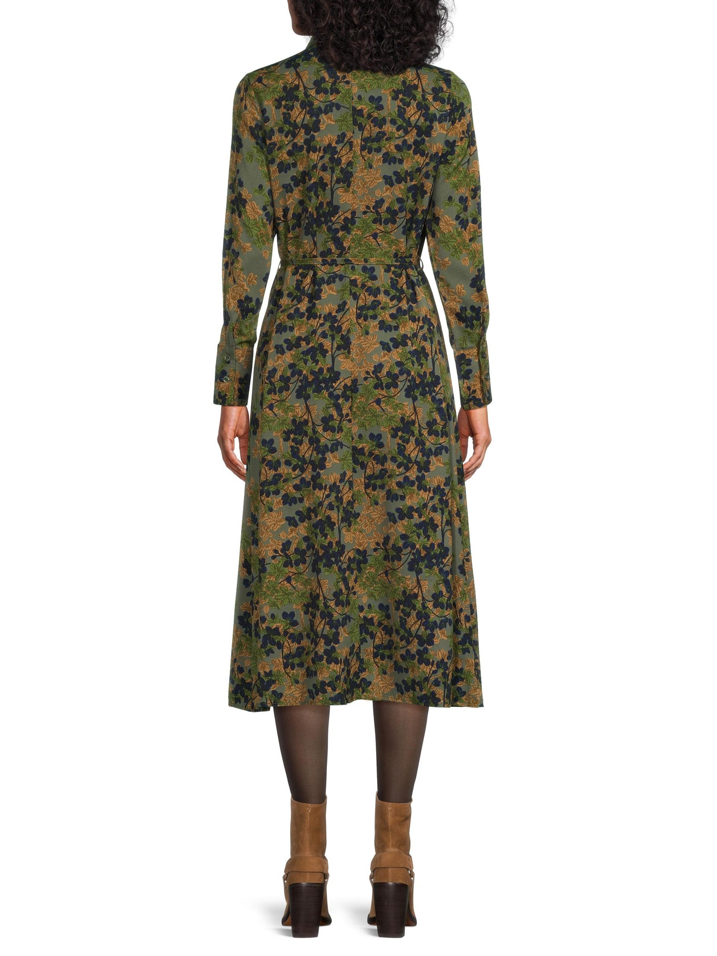 YAL Essentials Floral Print Midi-Shirtdress