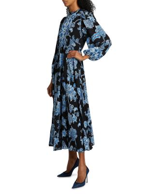 Elie Tahari Floral Pleated Maxi Dress
