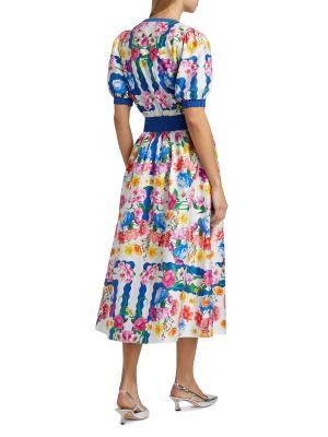 Elie Tahari Ziggy Scallop Floral Midi-Dress