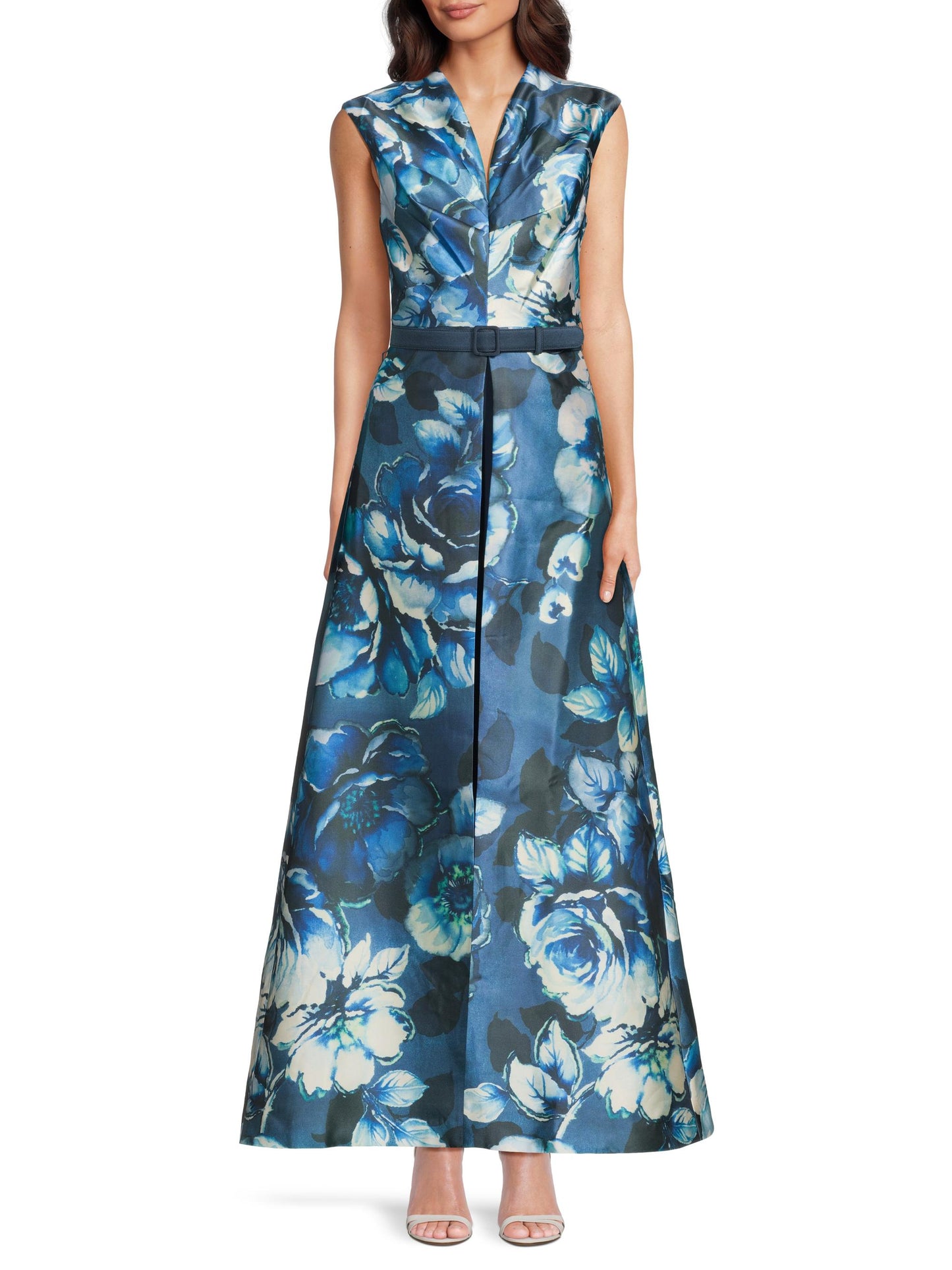 Kay Unger Pia Floral Jacquard Walk-Thru Jumpsuit