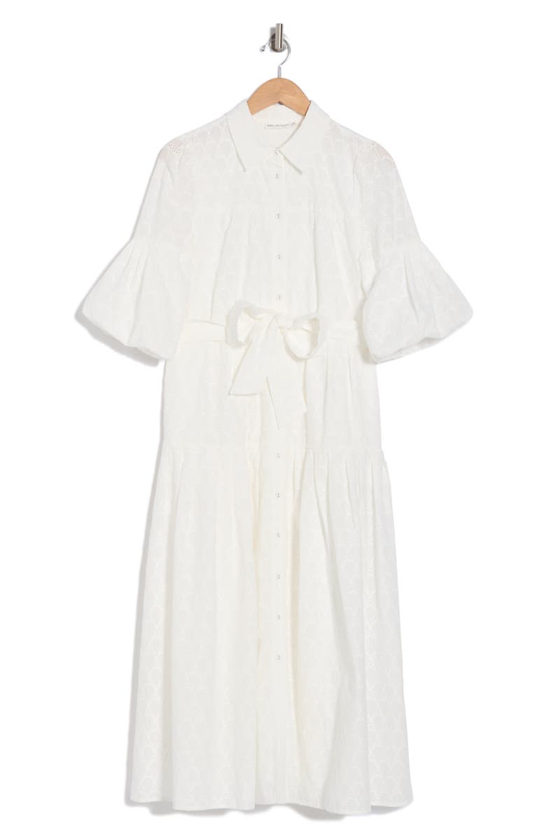 Avec Les Filles Eyelet Tie Waist Shirtdress
