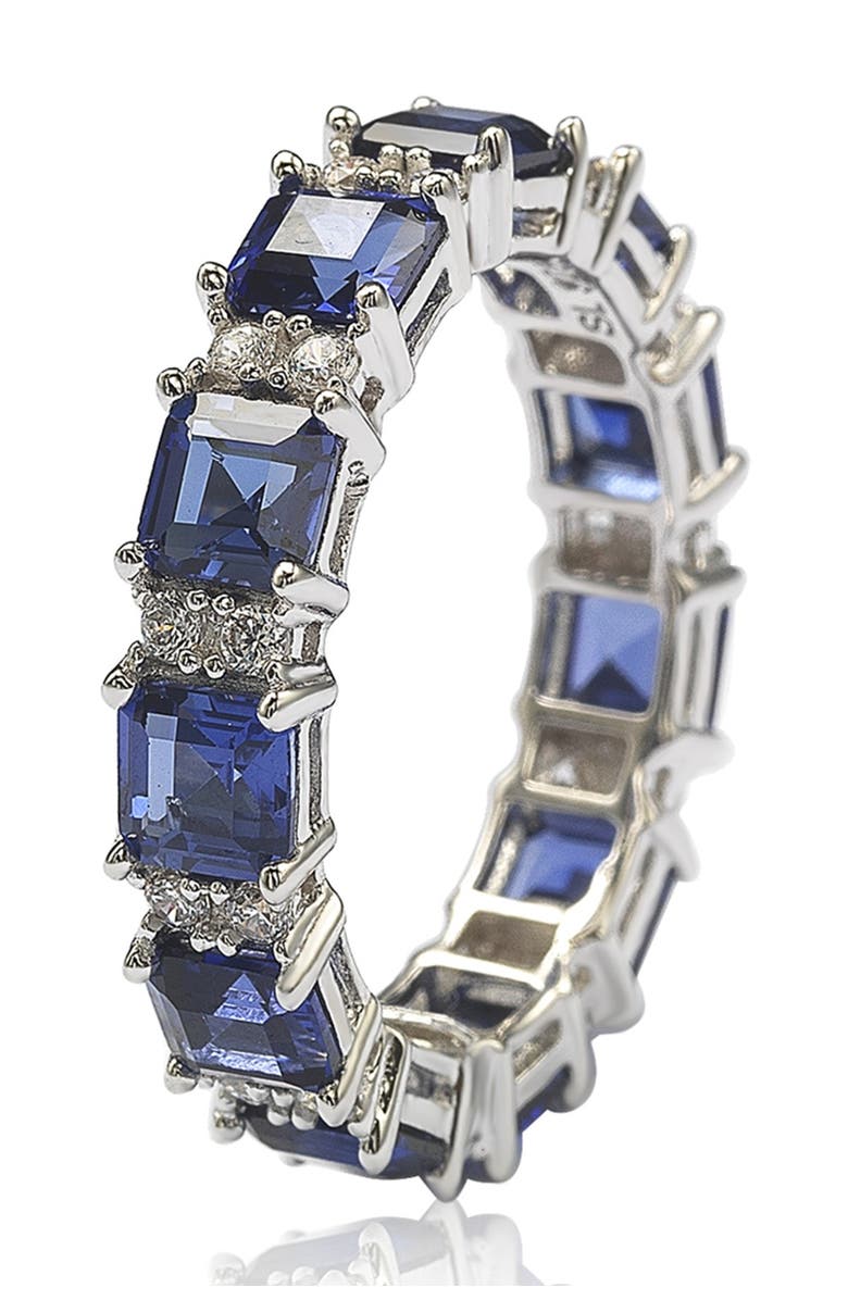 SUZY LEVIAN Sterling Silver Sapphire & Diamond Accent Eternity Band Ring