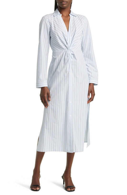 Rails Irie Stripe Long Sleeve Cotton Blend Midi Shirtdress