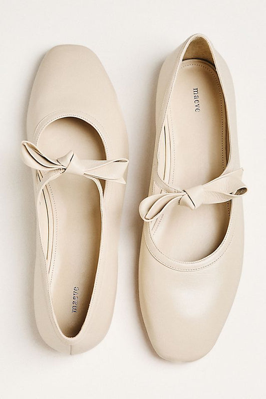 Anthropologie Maeve Knotted Bow Mary Jane Flats