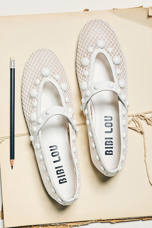 Anthropologie Bibi Lou Netted Stud Mary Jane Flats