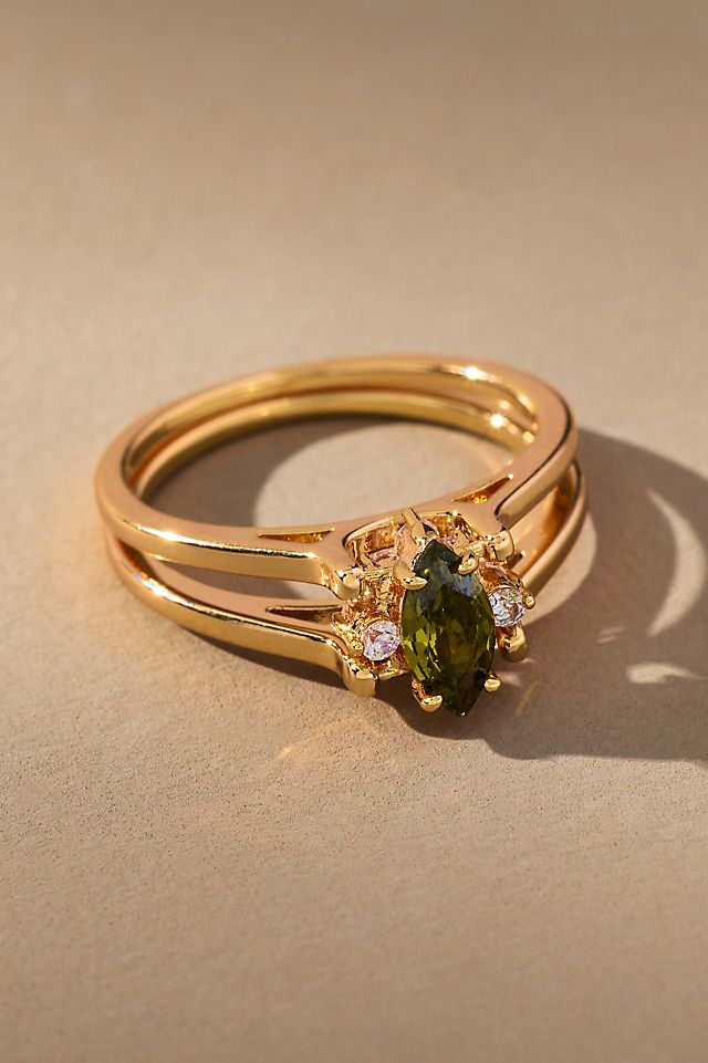 Anthropologie Birthstone Flip Ring