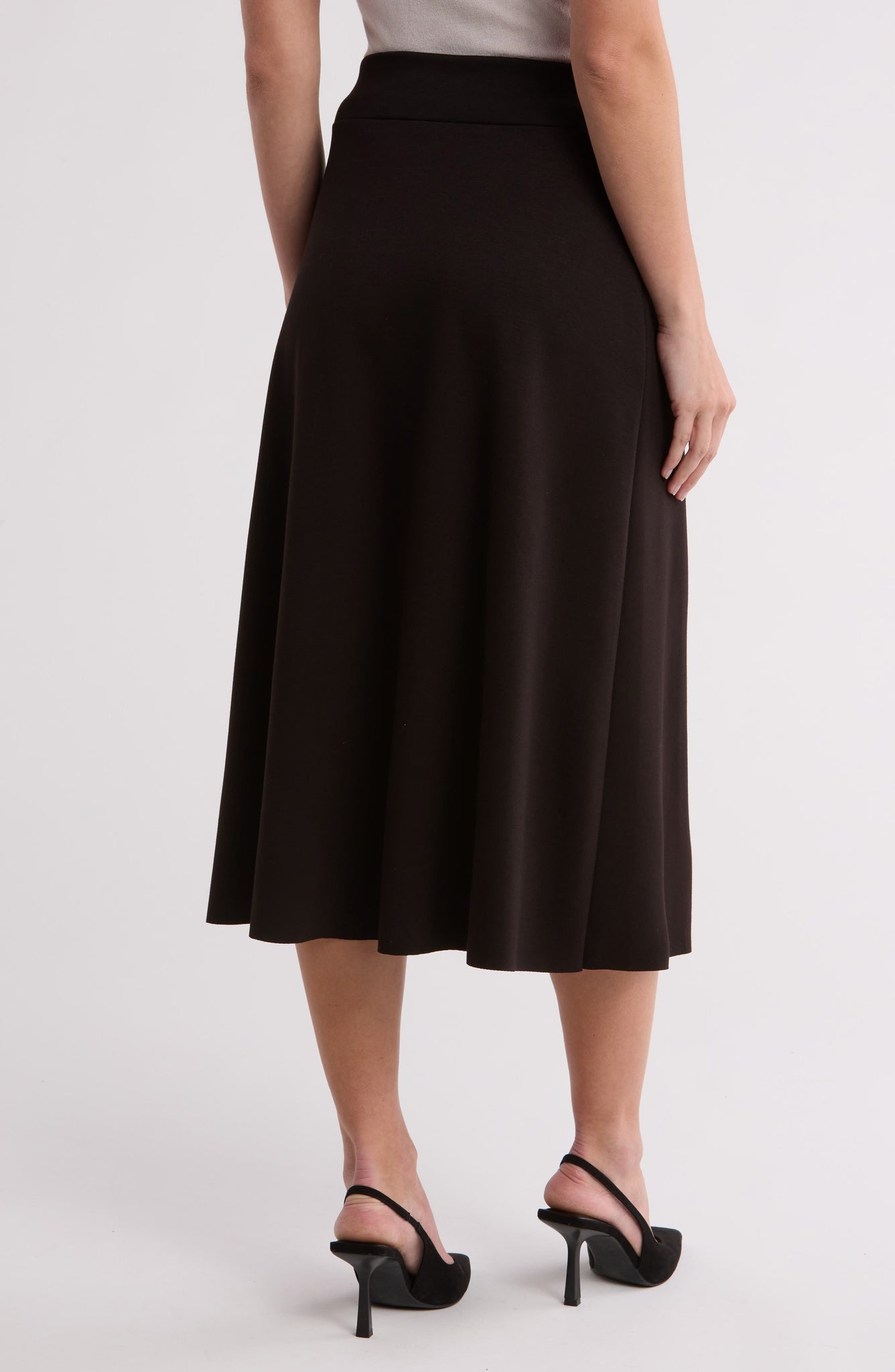 T Tahari A-Line Knit Midi Skirt, Alternate, color, Black