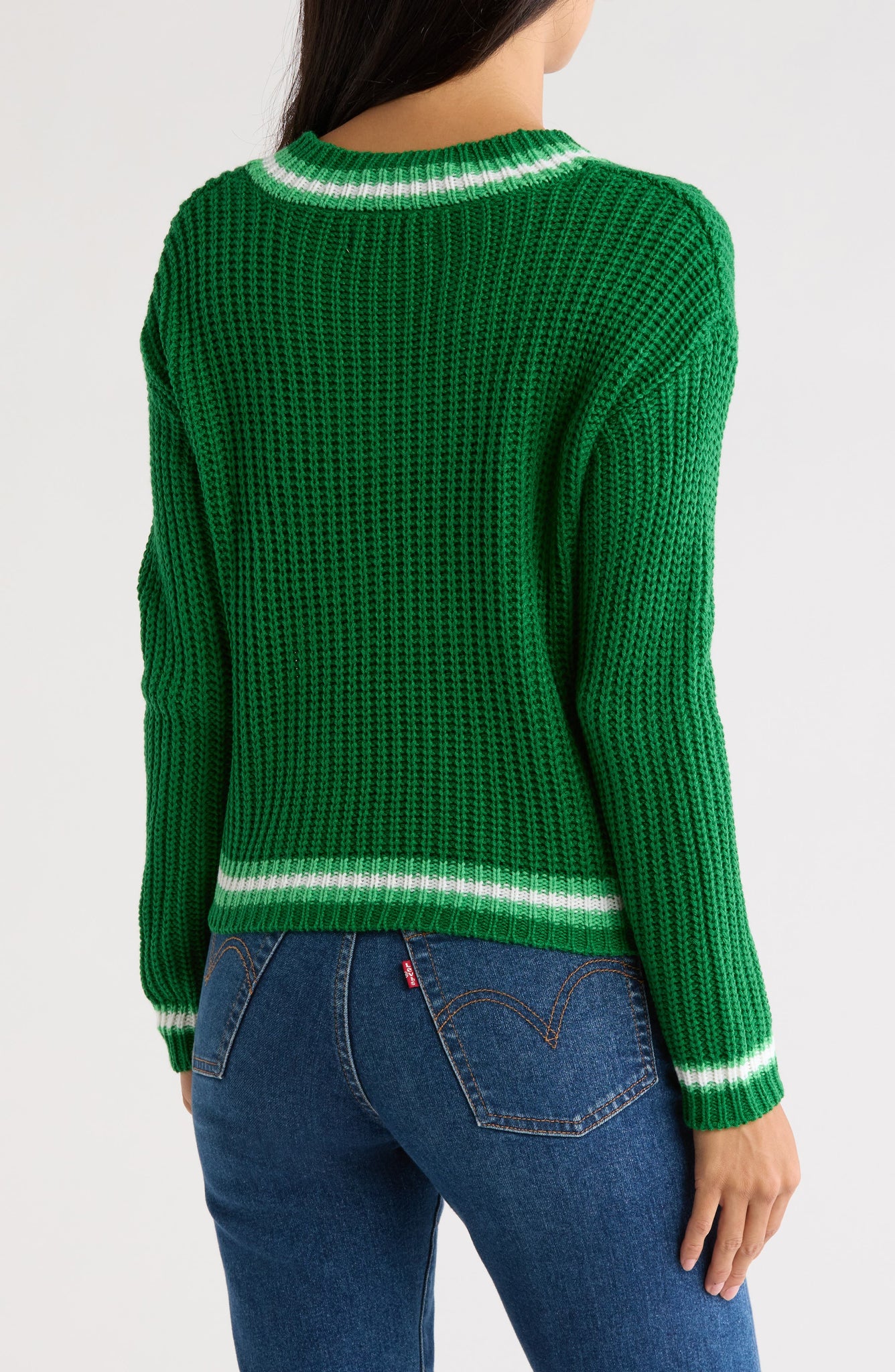 Cotton Emporium V-Neck Half Pullover, Alternate, color, Green