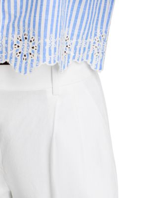AQUA Eyelet Stripe Poplin Button Down Shirt - Exclusive