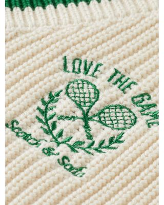 Scotch & Soda Girls' Tennis Embroidery V-Neck Sweater - Little Kid, Big Kid