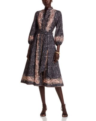 Nancy Yang Mandarin Collar Midi Dress